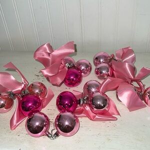 Vintage Poland mercury glass pink ball cluster ornaments